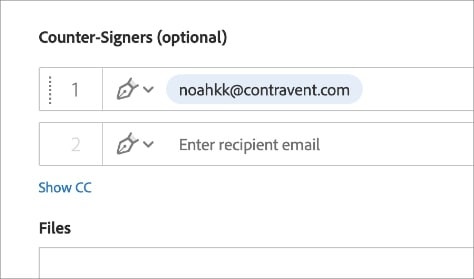 a screenshot of 2 counter-signers fields