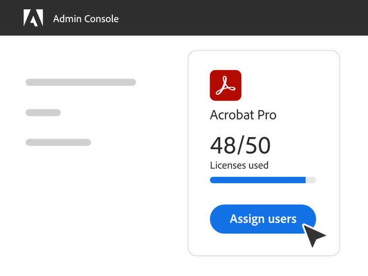 A graphic of a user showing how many Adobe Acrobat Pro license seats are remaining in their subscription.