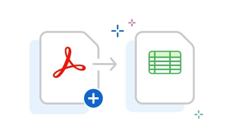 A graphic showing Acrobat’s Convert PDF to Excel tool.