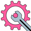 An icon of a wrench on a mechanical gear.