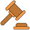 An icon of a gavel and block.