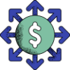 An icon of a circle with a dollar sign in it is shown and eight arrows are pointing out of it.