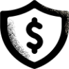 A badge icon with a dollar sign on it