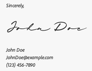 A signature for the name "John Doe"