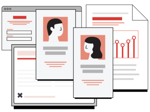 Illustration of multiple documents for dependent information needed to file taxes.