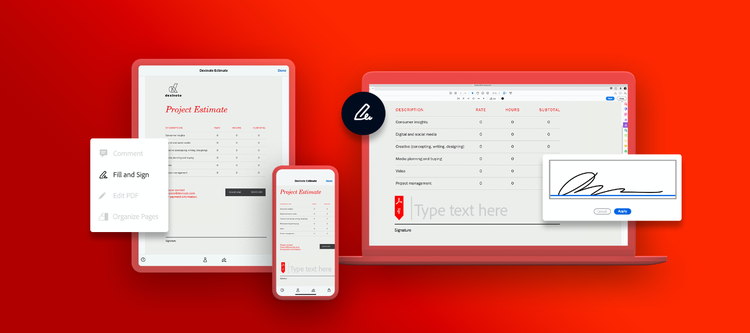 Sample bill of sale on a tablet, mobile phone, and laptop