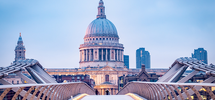 The Millennium Bridge with St. Paul's Cathedral in the background