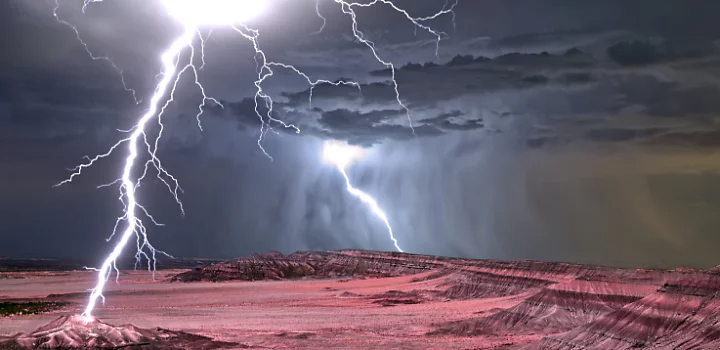 Lightning captured striking the ground