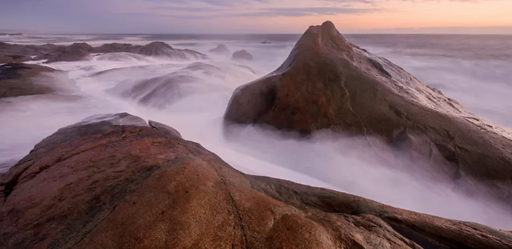 Ocean shore at sunset