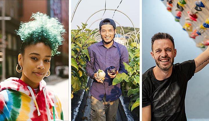 Collage of three people posing for the camera for short videos