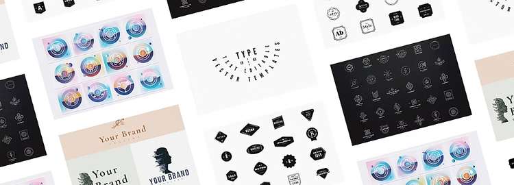 Collage of various logo design templates for Adobe Illustrator