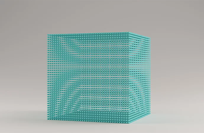 A cube wireframe demonstrating aliasing