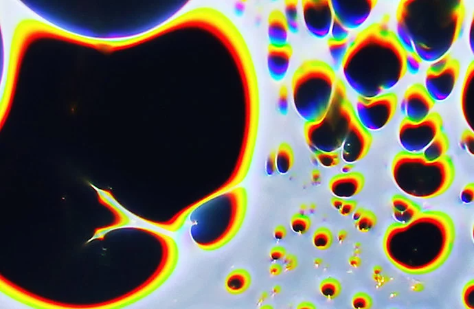 Rainbow color fringing used on an image of bubbles