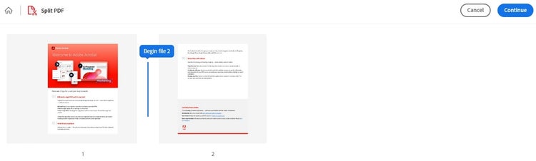 Screenshot of the specified page to be cut using the Adobe Acrobat Split PDF tool
