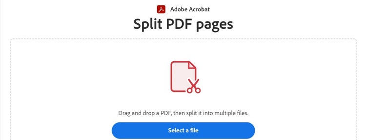 Screenshot of the Adobe Acrobat Split PDF tool