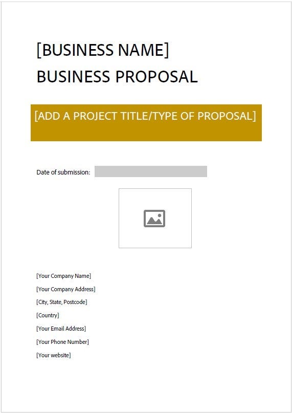 Screenshot of free Business Proposal Template cover page.