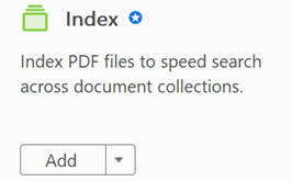 Screenshot of Index tool and description in Adobe Acrobat.