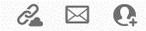 Screenshot of the three icons in Acrobat apps to share documents by email, links and notifications.
