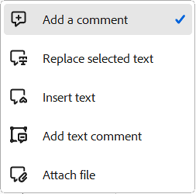 Screenshot showing the Add a comment tool in Adobe Acrobat Pro.