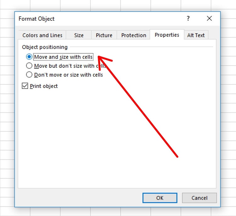 Image of move and size with cells