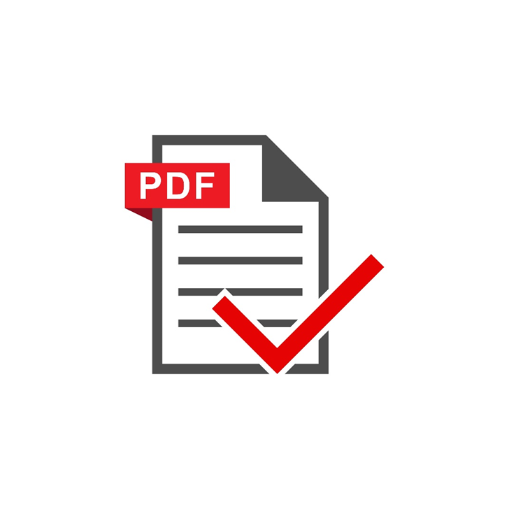 PDF file icon with tick mark.