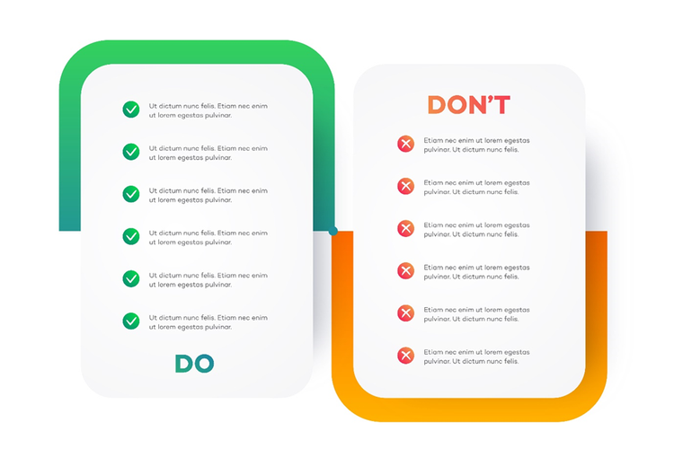 Infographic of a template checklist with do and don't items.