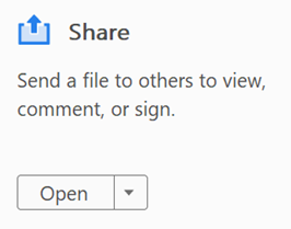 Screenshot of Share tool and description in Adobe Acrobat.