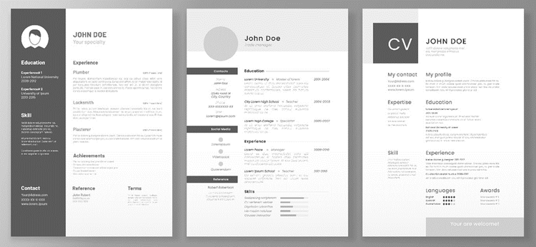 Example of a CV template layout.