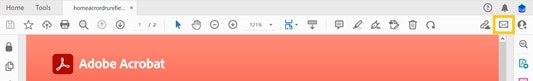 Screenshot of the send file by email icon in Acrobat.