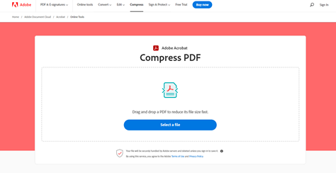 Adobe online compression tool.