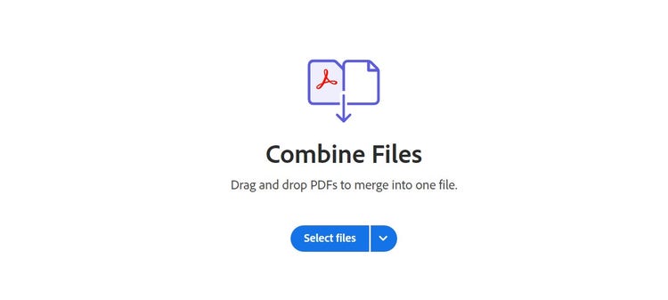 Screenshot of Combine Files screen