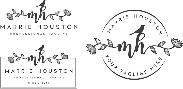 Multiple signature logo designs side by side