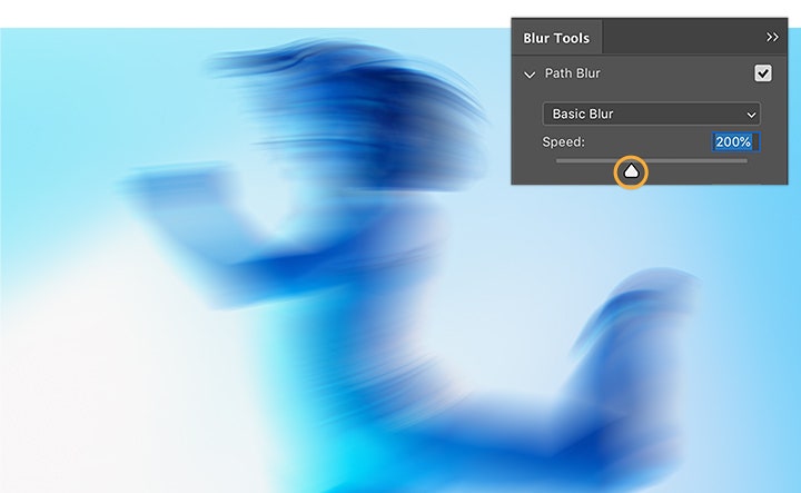 Adjust the speed slider for the Path Blur.