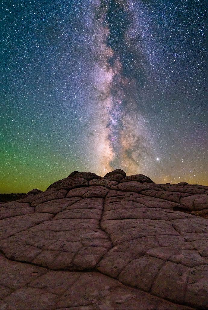 Looking up at the the Milky Way from a dry mountainside