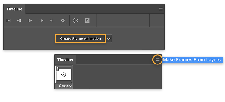 Add sketch layers as frames to animation timeline in Adobe Photosho