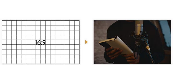 Grid and image examples of a 16:9 aspect ratio.