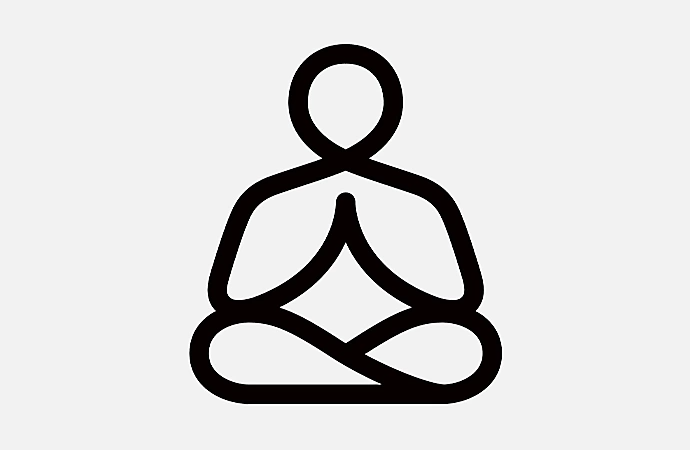 A minimalist logo design of a person meditating