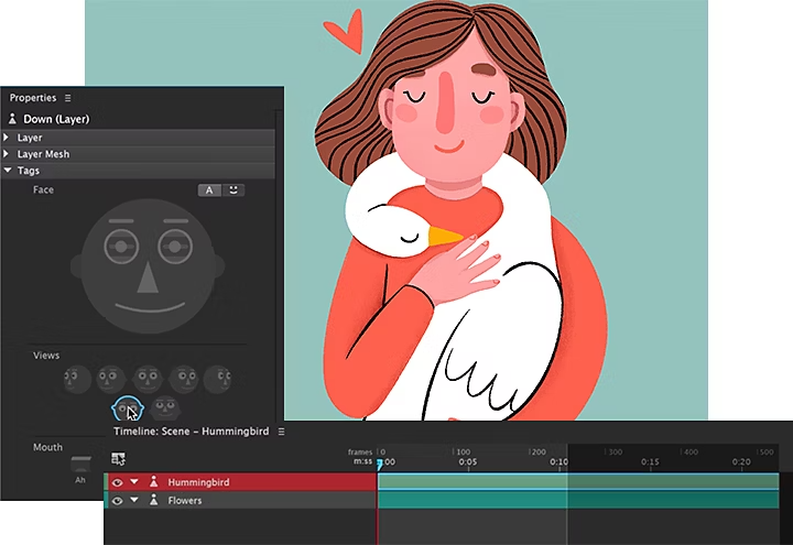 Ajout d’images clés dans Adobe Character Animator