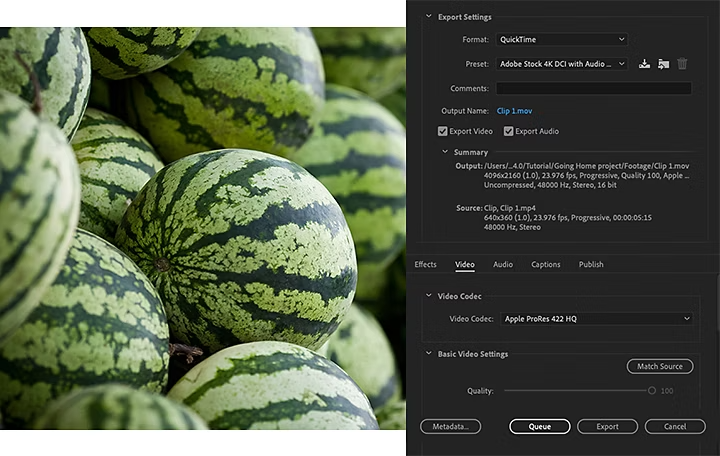 Conversion d’une vidéo dans Adobe Media Encoder