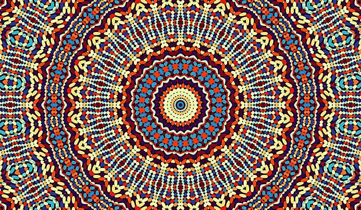 Um desenho colorido de mandala