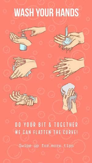 Red and White Wash Your Hands Poster Infographic Examples