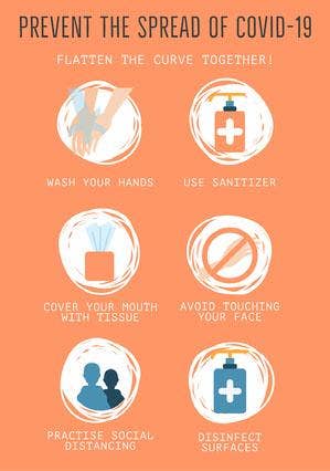 Orange Help Prevent Covid-19 Flyer Infographic Examples