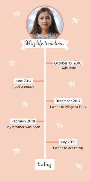 Peach Starry Cute Kid’s Life Events Timeline Infographic Examples