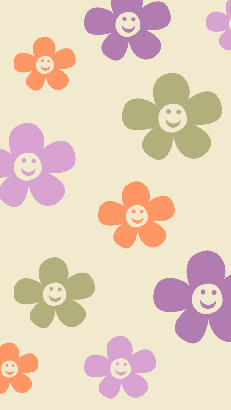 A group of flowers with smiling faces Description automatically generated