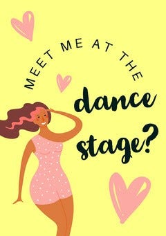 Yellow Brown Pink & Black Meet At The Dance Stag? A5 Greeting Card