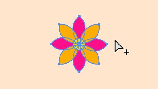 The "petals" of a drawn flower shown as a group in Illustrator