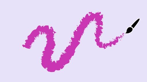 A short squiggly line is painted using the Paintbrush tool in a bright purple