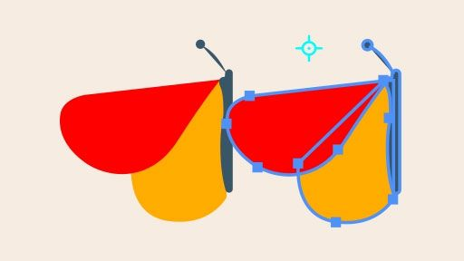 Drawing of stylized butterflies being flipped over with the Reflect tool