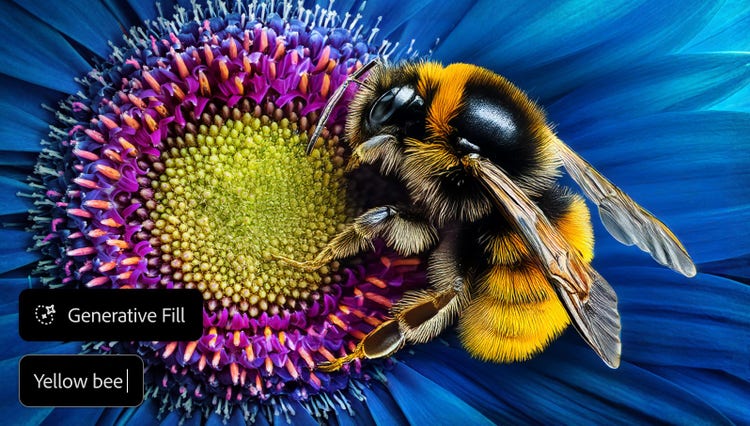 AI-generated bee added to an image using Generative Fill in Photoshop