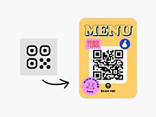 An image of a QR code being added to a menu.